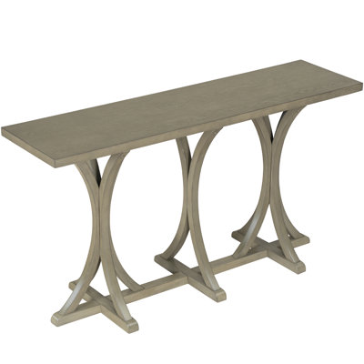 Farmhouse 60'' Wooden Console Table With Curved Legs