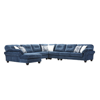5-Piece Upholstered Sectional Sofa With Chaise - Wonderland Cadet