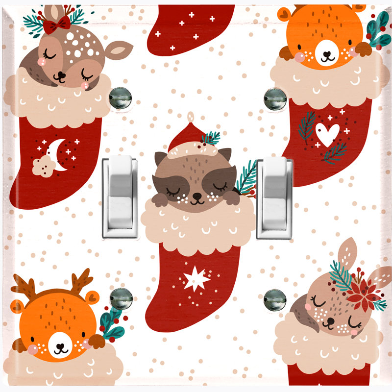 Plaque murale à bascule de Noël avec 2 animaux