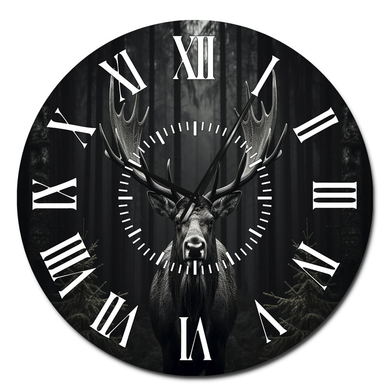 Horloge murale noir blanc orignal monochrome - animaux, Surdimensionné