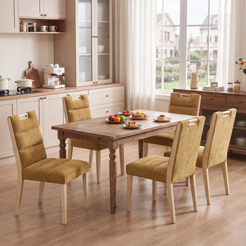 50 H Upholstered Dining Chair, Chenille-Yellow