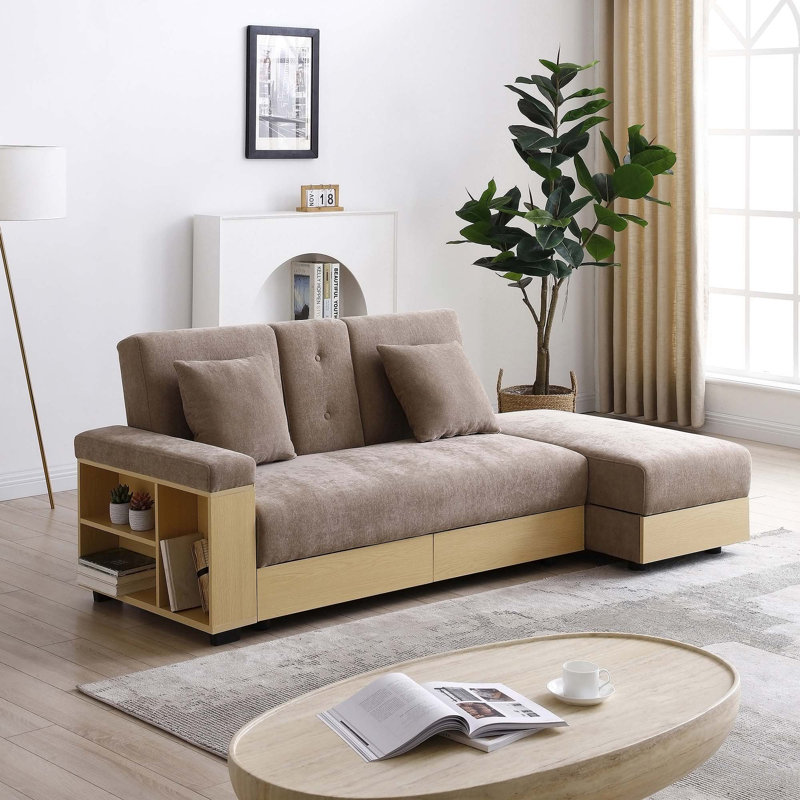 Canapé convertible multifonctionnel avec rangement polyvalent et caractéristiques pratiques