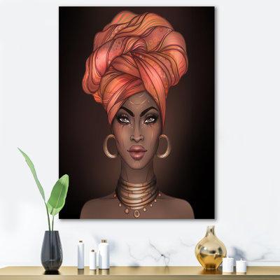 Femme afro-américaine avec un turban V - Impression sur toile