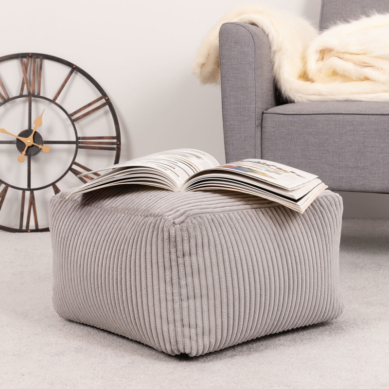 Amara Corduroy Square Footstool, Grey