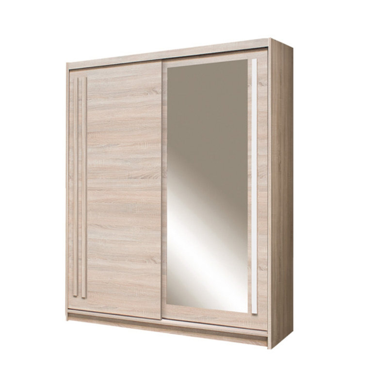 Skelmersdale 2 Door Manufactured Wood Wardrobe, 215 cm  H x 175 cm W x 59 cm D, Light Brown