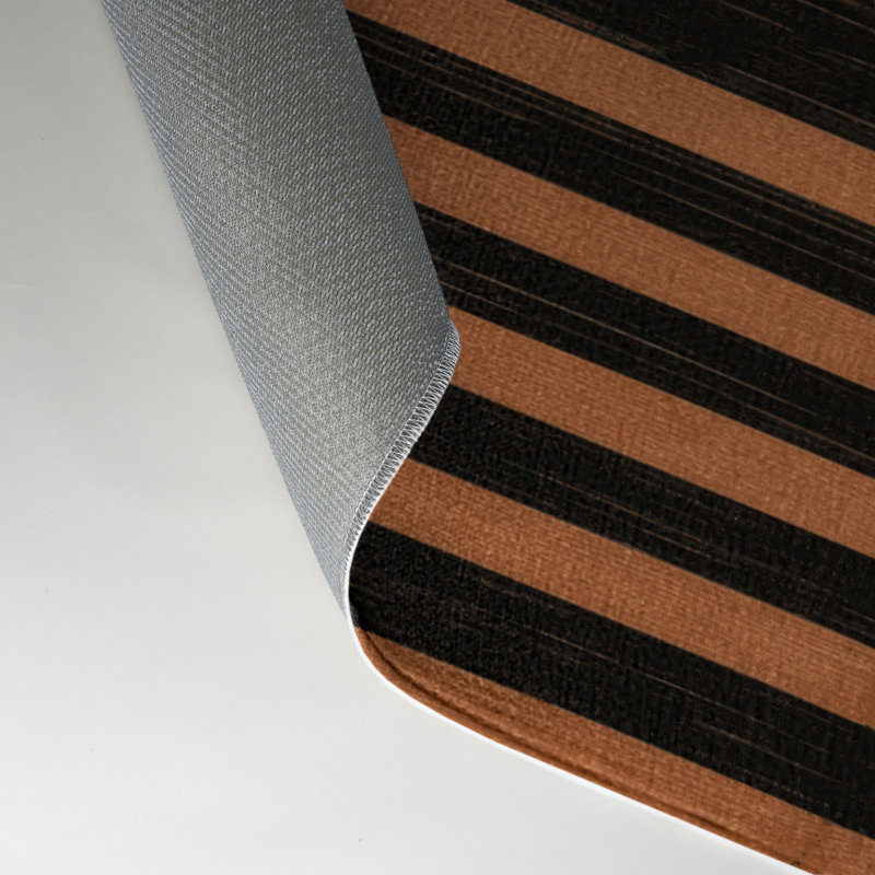 HorizontalStripes Black Indoor and Outdoor Area Rug, Rectangle 9' x 12'