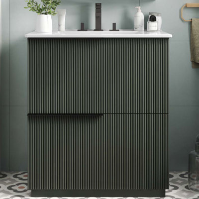 30" Bathroom Vanity with Ceramic Sink and Full-Extension Drawers