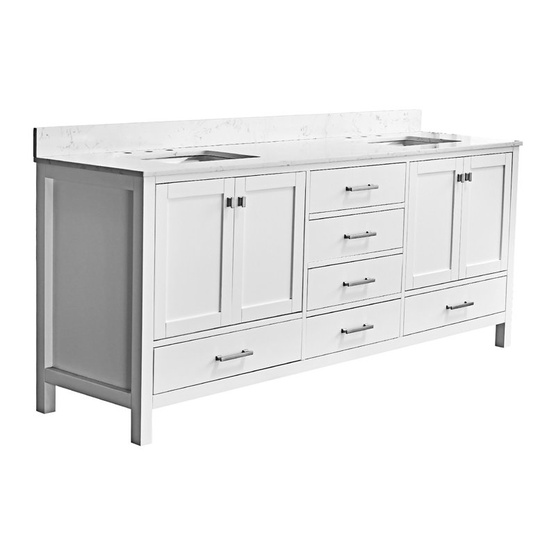 Freestanding Vanity Top With Double Basin, 84"