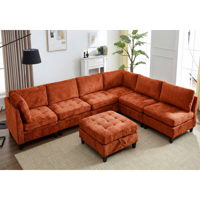 Canapé-lit modulaire en coin avec canapé-lit 7 pièces Chenille