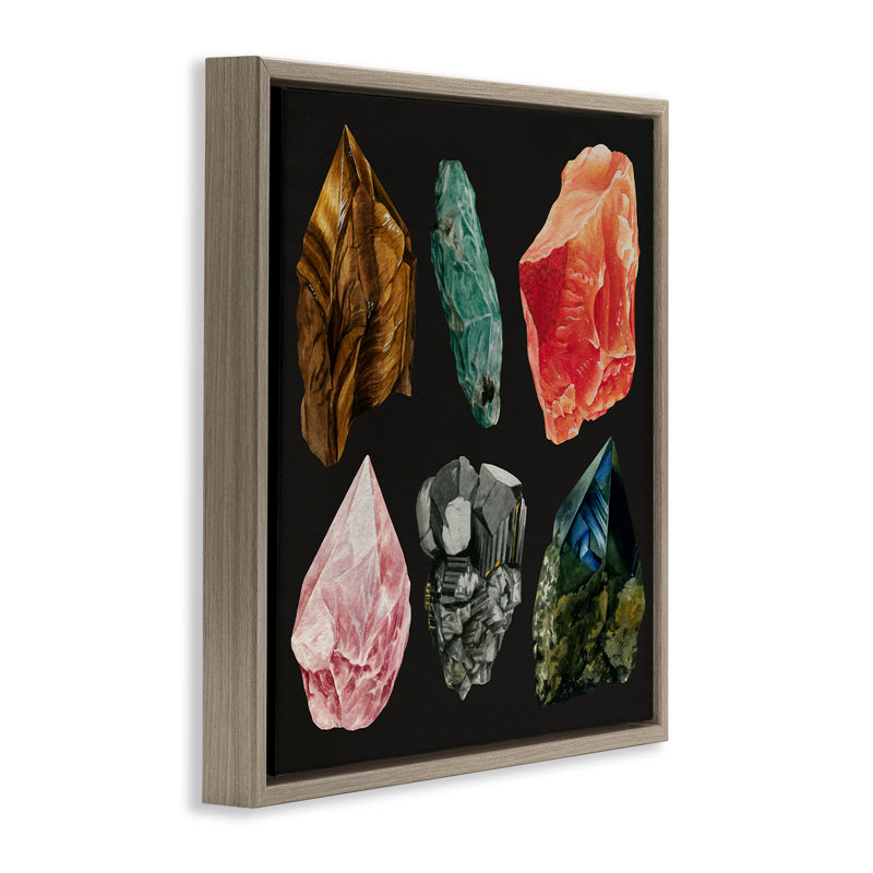 Natural Crystal Gems Gray Framed Floater Canvas Wall Art by Grace Popp, Montalcino Elm Floater Frame, 18" H x 18" W