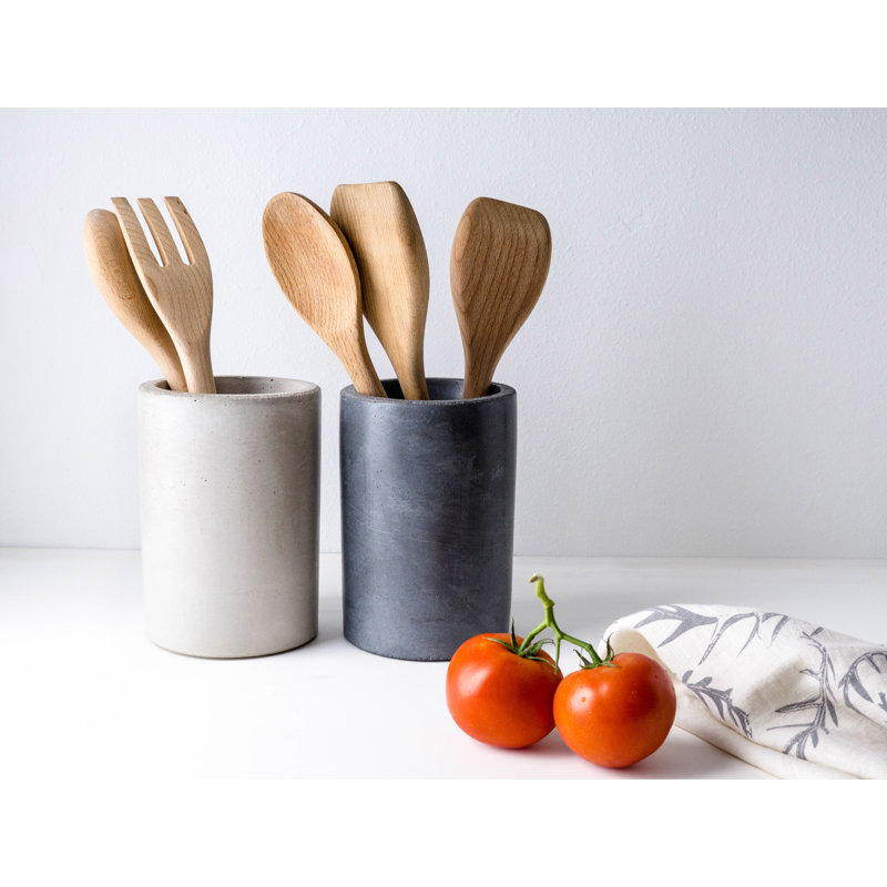 Concrete Utensil Crock and Wine Chiller, Gray
