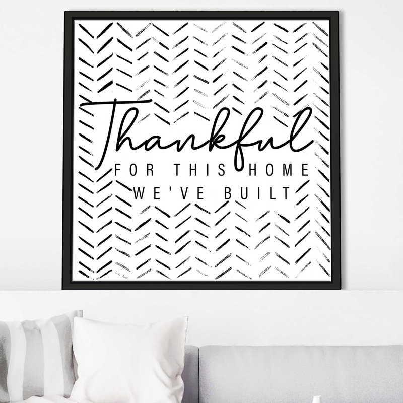 «Thankful For This Home (Square)» par Janice Gaynor, reproduction, Cadre flottant noir, H 27,5 po x l 27,5 po x P 2 po