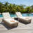 Marienthal Patio 3-Piece Weave Rope Chaise Lounge & Concrete Side Table Set With Adjustable Backrest & Cushions