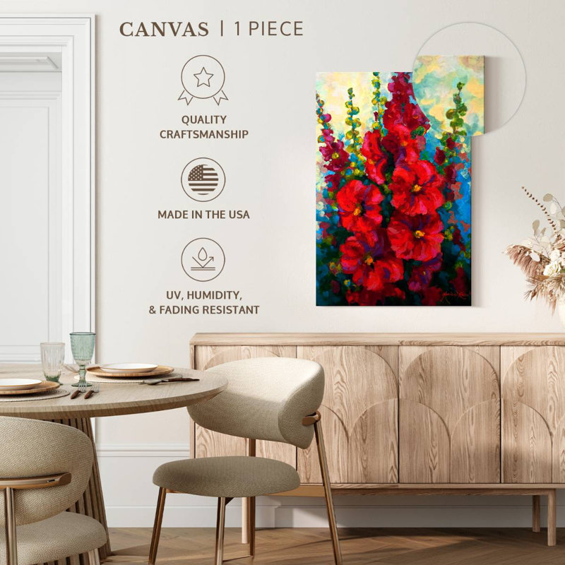 Harnek Red Hollyhocks, 30" H x 20" W