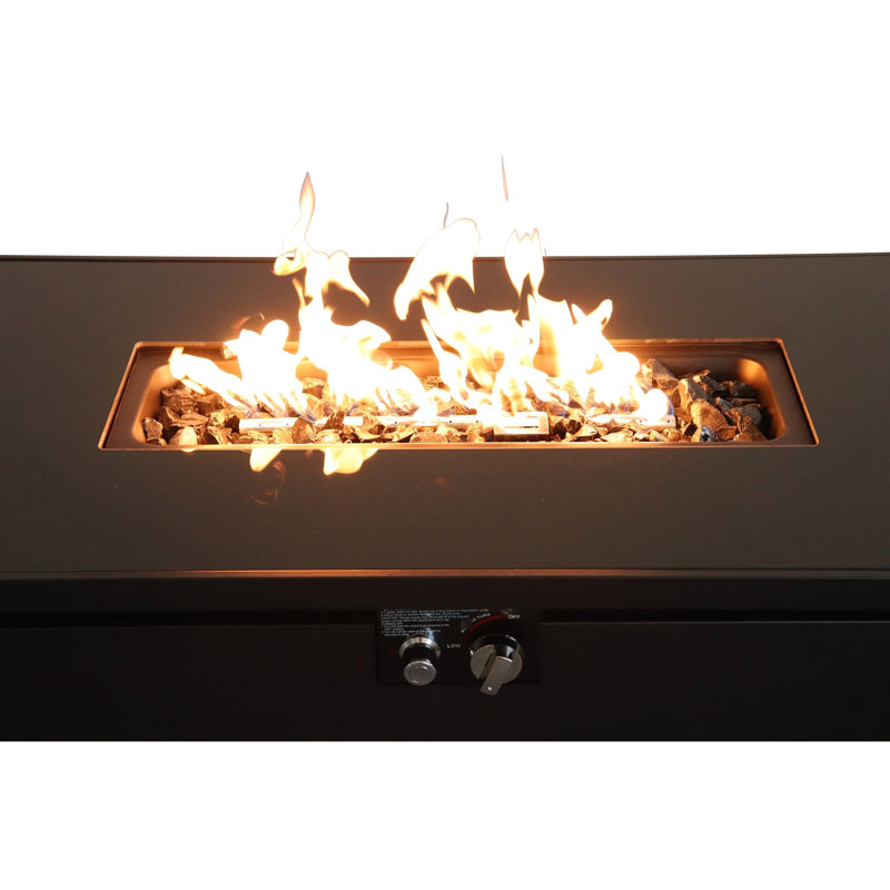 43" X 22" Fire Pit Table, 50000 , Black, Stainless Steel Goggles Holder 43", Black Starter
