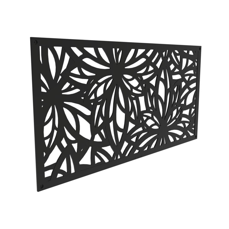 Freesia Black Decorative Screen Panel with Framed Lattice