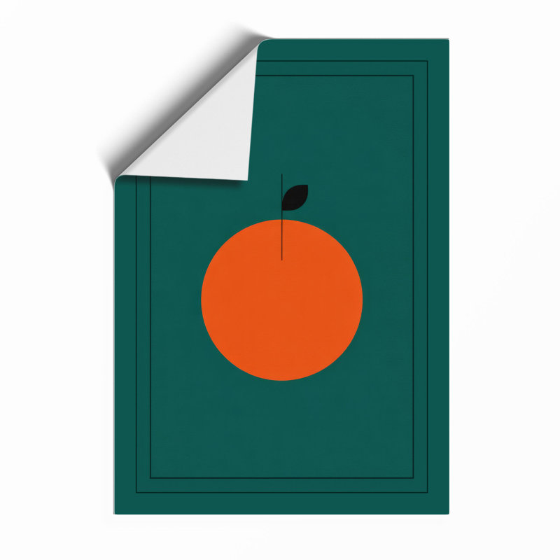 Orange Apple Modern - Framed Print, A4 - 29.7 x 21.0 cm, Walnut