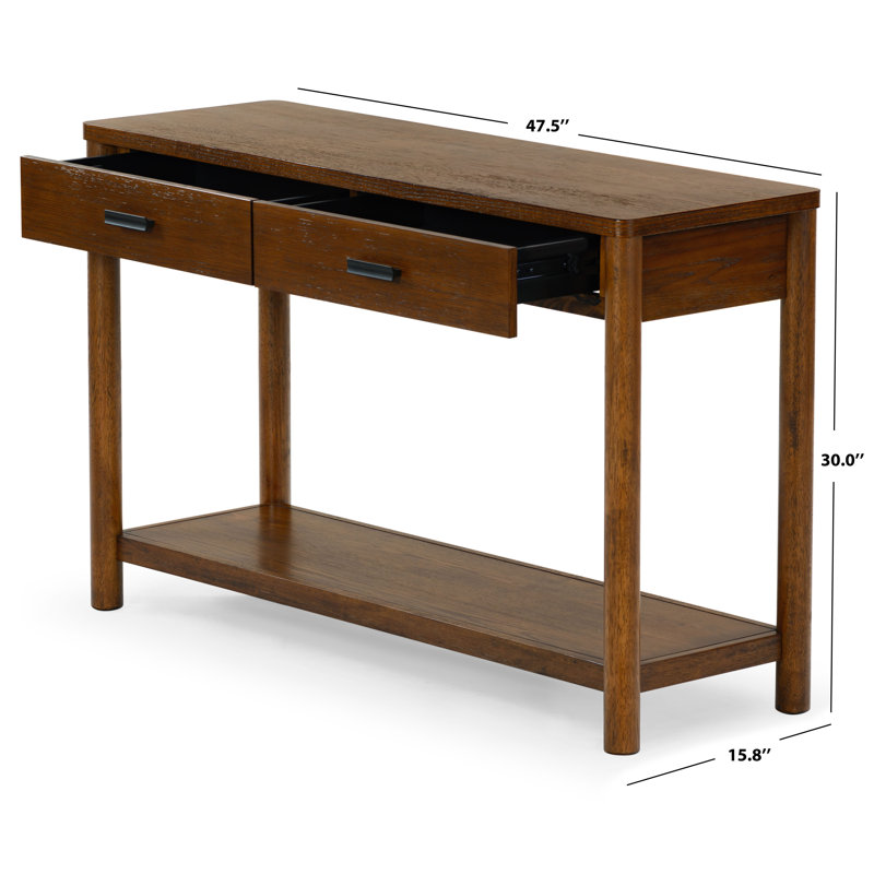 Jaylessa Wood 2 Drawer Console Table, Medium Oak