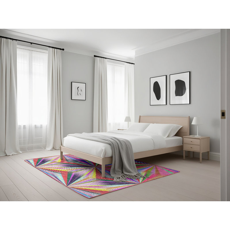 Tapis mauve/pêche à motifs, Rectangle 5 pi x 7 pi