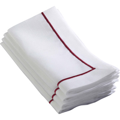 Odelle Embroidered Line Design Dinner 4 Piece Napkin Set