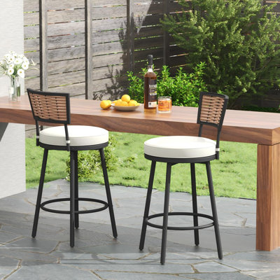 Swivel Outdoor Bar&Counter Stool with Cushion by Bay Isle Home
