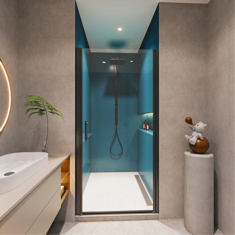 30"-31 3/8" Adjustment,Universal Pivot Shower Door, Matte Black