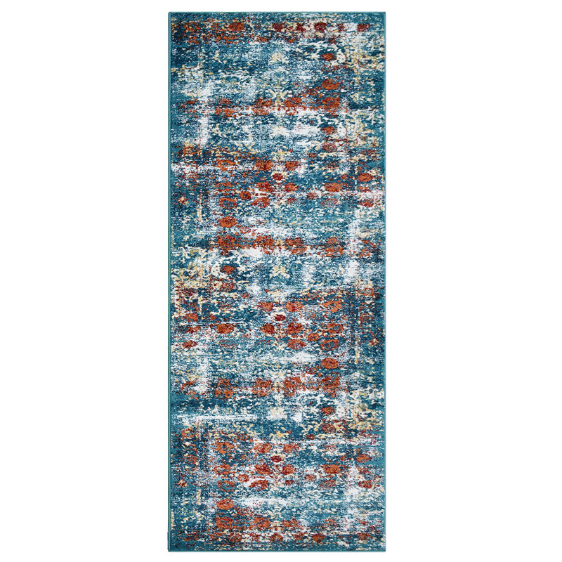Crayton Machine Made Heatset Polypropylene Area Rugs - Rectangle, Blue Color, Oriental Design, Low Pile Machine Made Area Rugs for Living Room, Bed Room