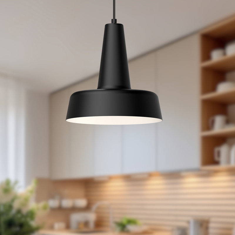 Luminaire suspendu conique à 1 lumière Juliana, Noir mat