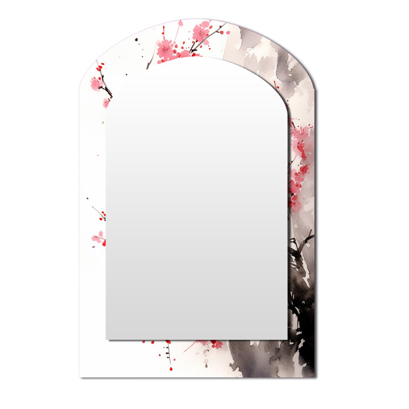 Asian Art Sumi Bird Serenity VIII - miroir mural décoratif asymétrique Asian Art, 43 po x 33 po