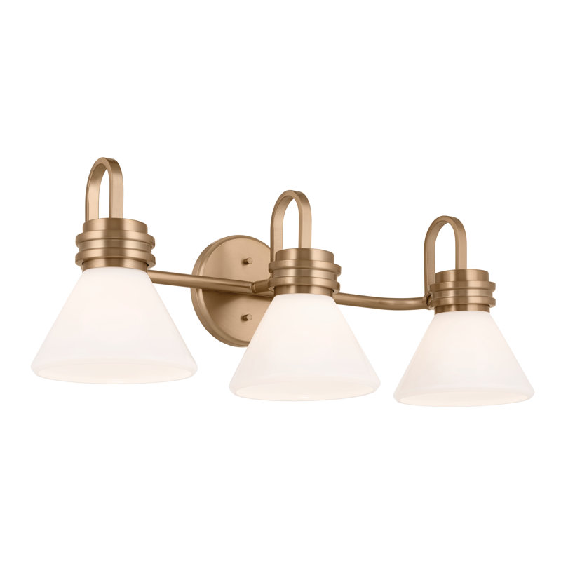 Champagne Bronze 26" Vanity Light with Opal Glass Shades