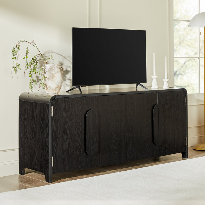 Sitarski Modern Sideboard with Rounded Edges, Black,  30'' H x 70'' W x 20'' D
