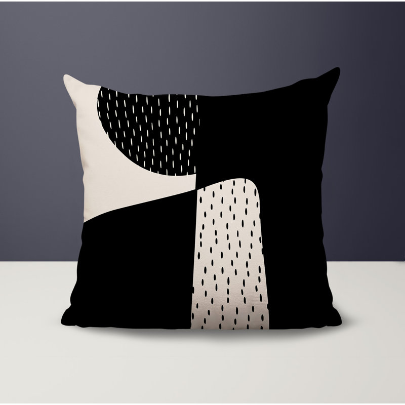 Coussin carré intérieur / extérieur pia, H 19 po x l 19 po, Noir/Blanc cassé