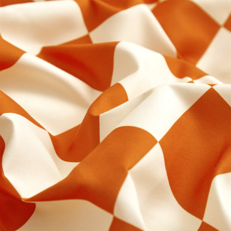 Grid Comforter Set Plaid Bedding Set 1 Checkered Comforter with Pillowcases, Orange/White Grid