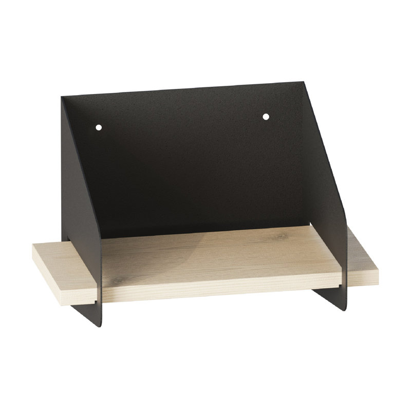 Locelso 100% WOODEN Floating Shelf, Black, 20cm H x 30cm W x 19cm D