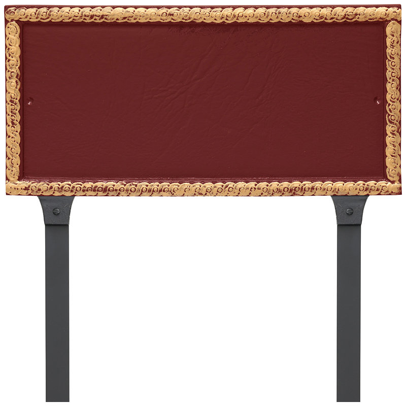 Plaque d'adresse rectangulaire à deux lignes avec piquets Harrison, Oui, Rouge brique / or