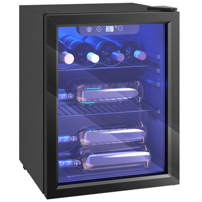 HOMCOM Single Zone 43cm Freestanding, Countertop 16 Bottle Wine Refrigerator with Reversible Door