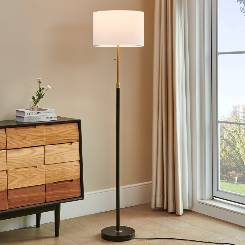 Lampe sur pied réglable 64,5 po, Noir / or
