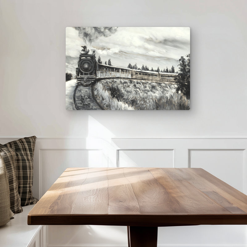 Steam Engine Train - Beige Bedroom Metal Print | Home Decor