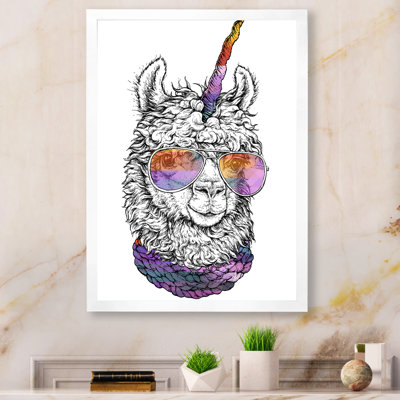 «Cute Lama with Sunglases» - Impression sur toile