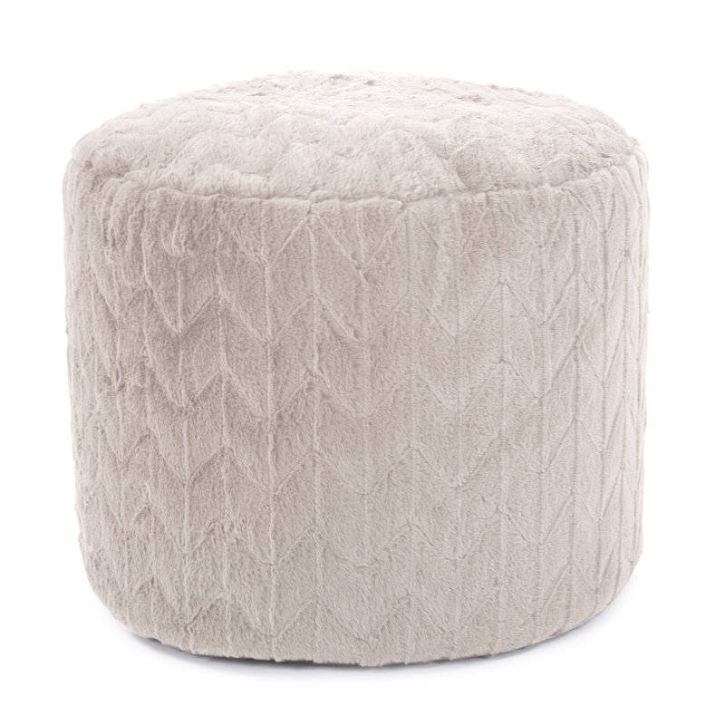 Upholstered Pouf, Angora Natural Polyester