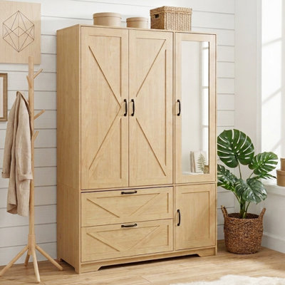 Armoire 71,66 "avec miroir, capteur de lumière, tiroirs et tringle