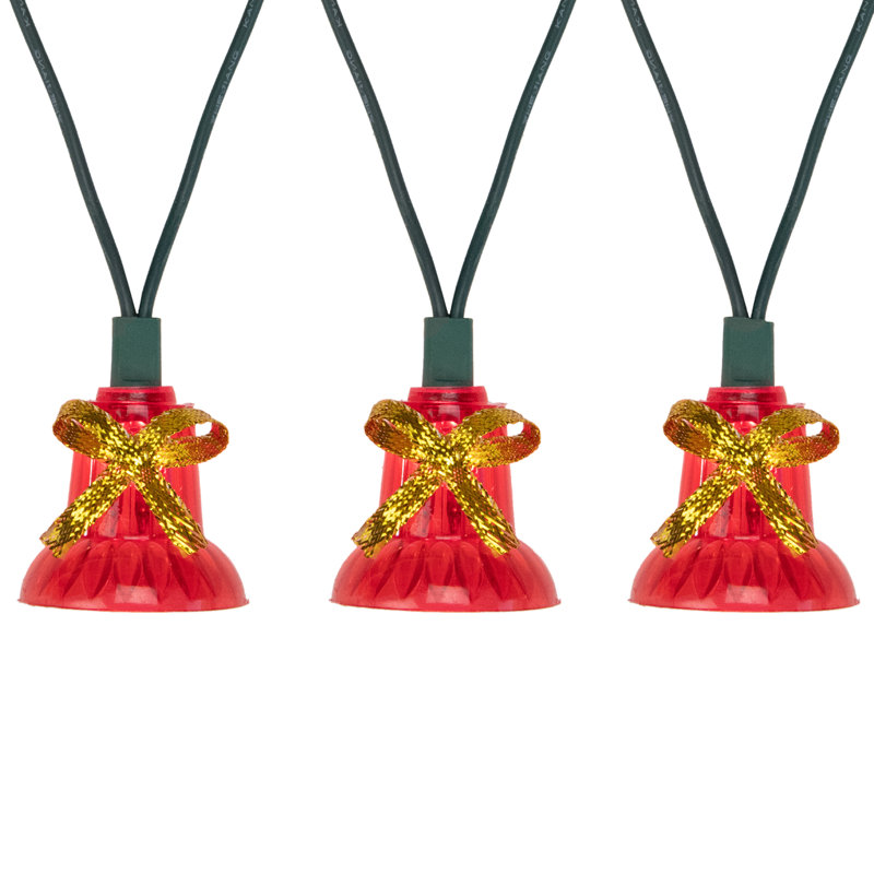 Ensemble de clochettes rouges 40 lumières avec lumières musicales de Noël en fil métallique vert 13 pi