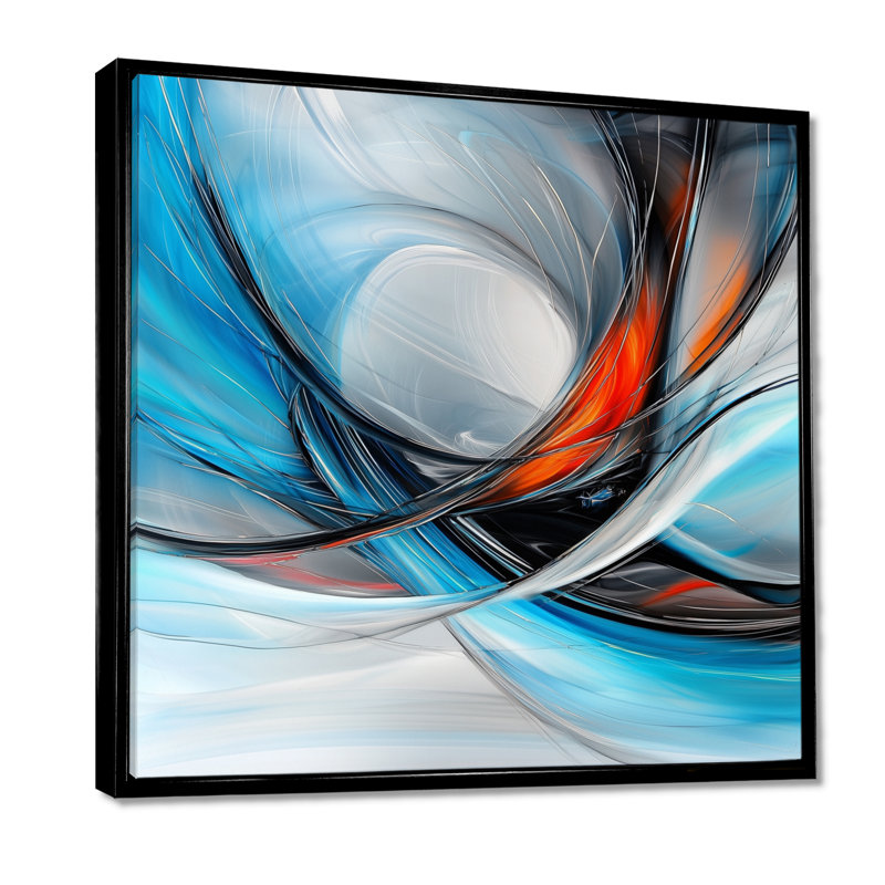 Désintégrant l'ordre de la fractale bleue et rouge I - art abstrait fractal, H 36 po x l 36 po, Noir