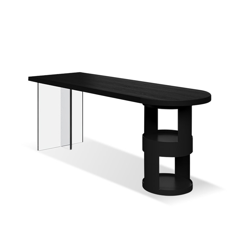 Bureau rectangulaire en bois massif noir, 29.53" H x 55.12" W x 23.62" D