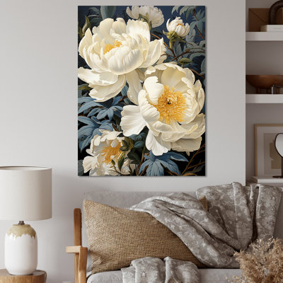 Pivoines botaniques rétro dévoilées sur toile