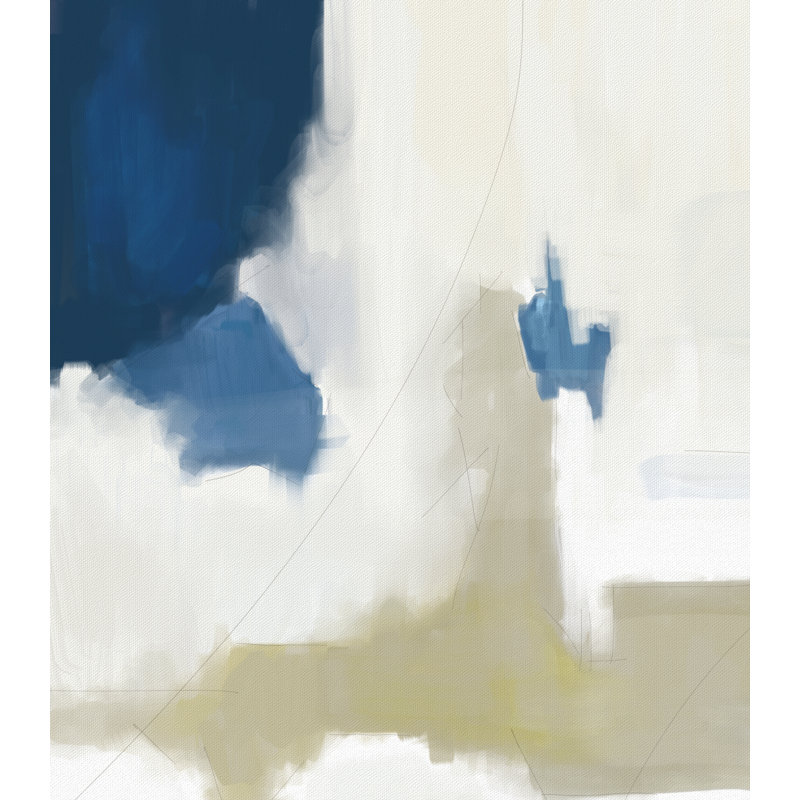 Bleu et beige abstrait, peinture sur toile tendue, H 30 po x l 20 po
