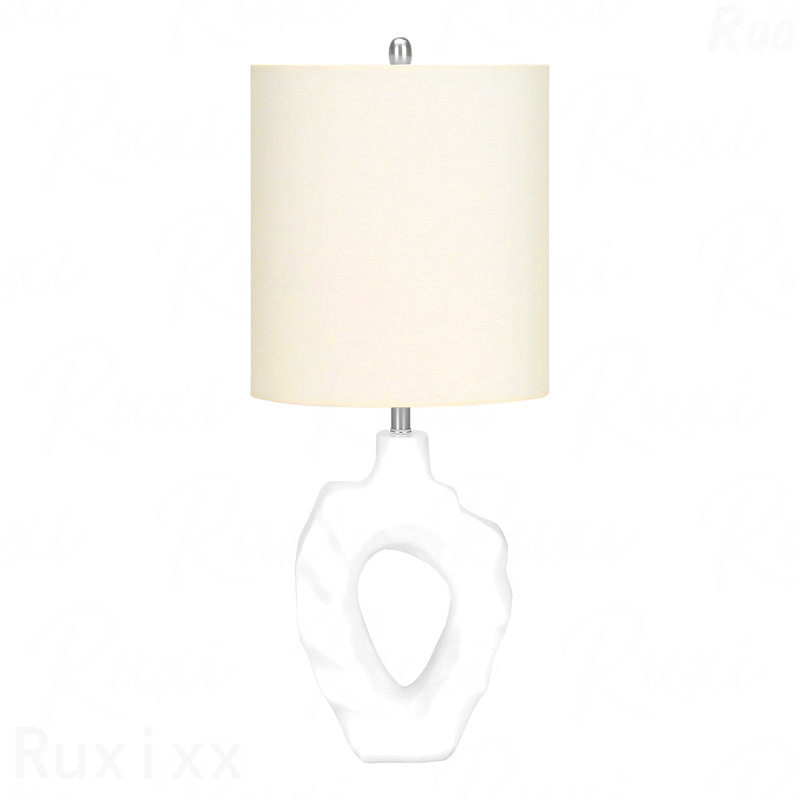 Lampe de table - H 25 po, matériau en résine crème, ivoire et abat-jour crème