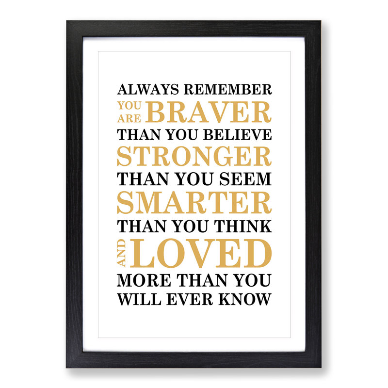 Always Remember - Framed Print, 48cm H x 36cm W x 2cm D, Black