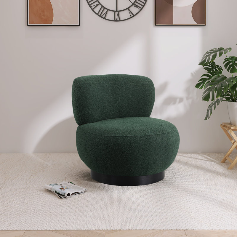 Fauteuil d'appoint Calais, Tissu bouclé vert, Noir