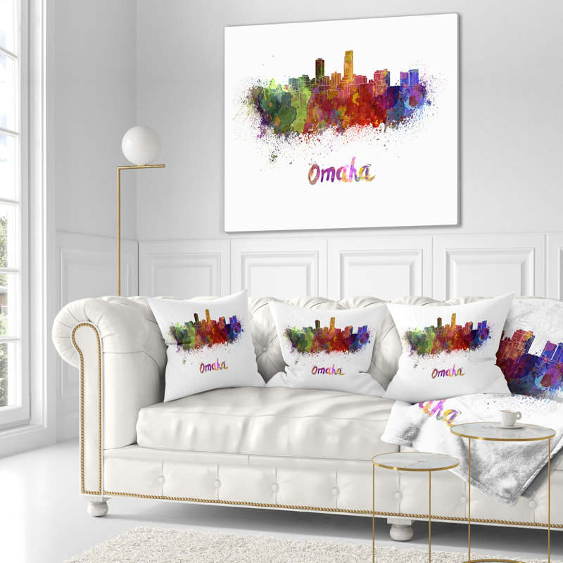 Omaha Skyline - Cityscape Printed Throw Pillow